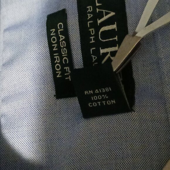 Lauren Ralph Lauren Classic Fit Non Iron Blue Button-up Shirt Size 17 34/15 - Picture 7 of 9